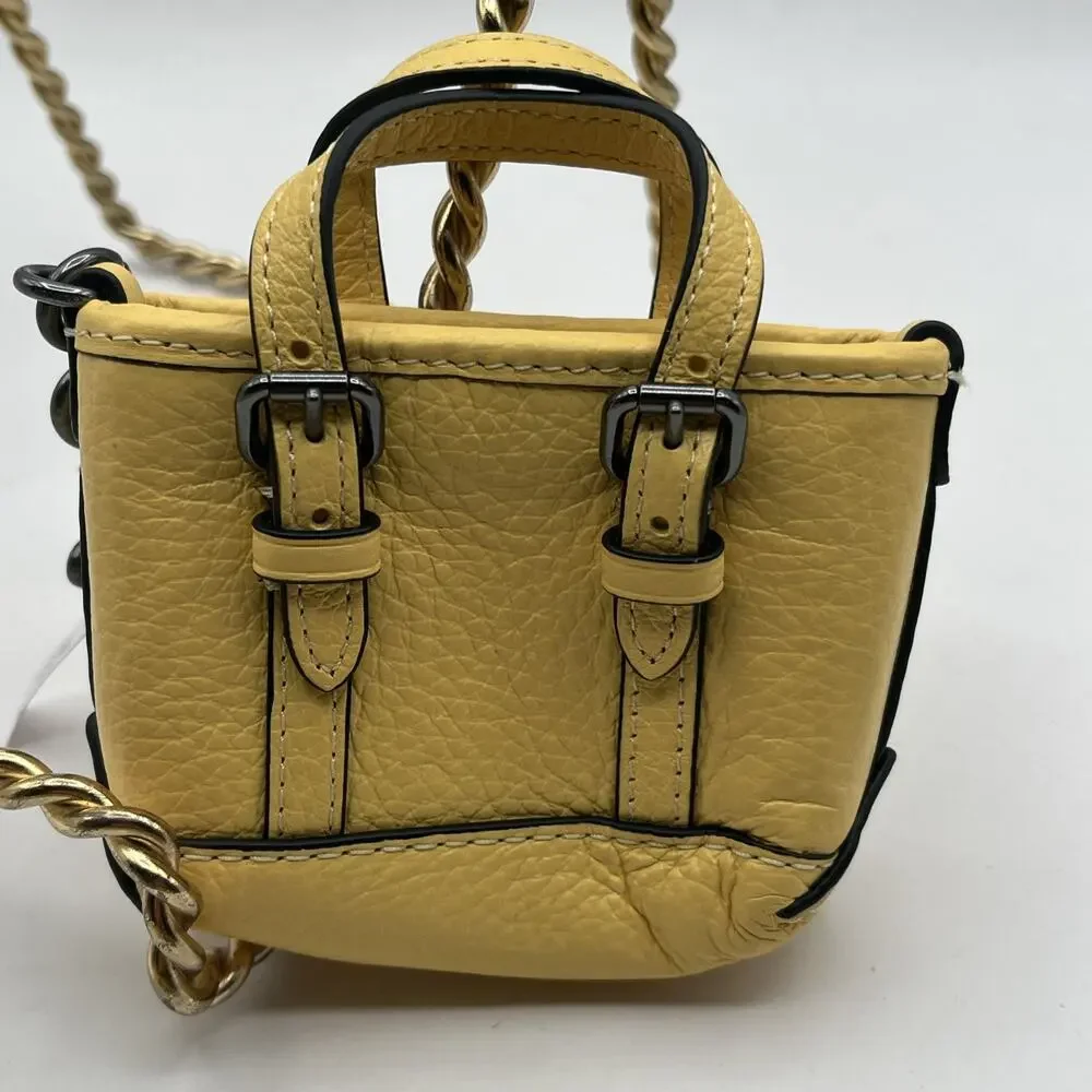 Coach CBK81 Mini Tote Looking Bag Charm Or Coin Wallet Yellow Pebbled Leather